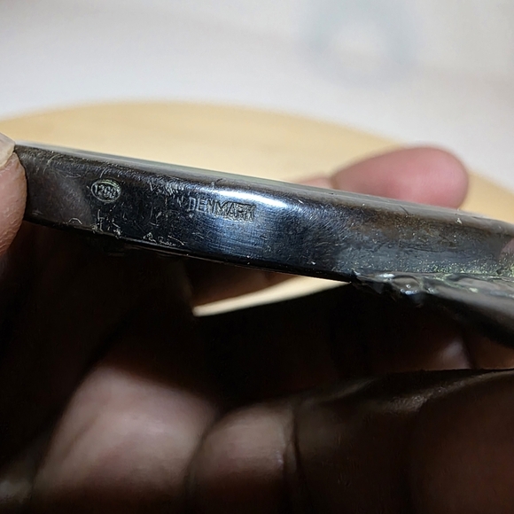 Vintage Hans Jensen Denmark Silver Plate Repousse Compact Mirror Small Hand held - Picture 10 of 13